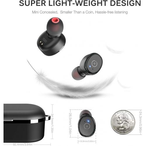  [아마존베스트]TOZO T10 Bluetooth 5.0 Wireless Earbuds with 【Wireless Charging Case】 IPX8 Waterproof TWS Stereo Headphones in-Ear Built-in Mic Headset Premium Sound with Deep Bass for Sport