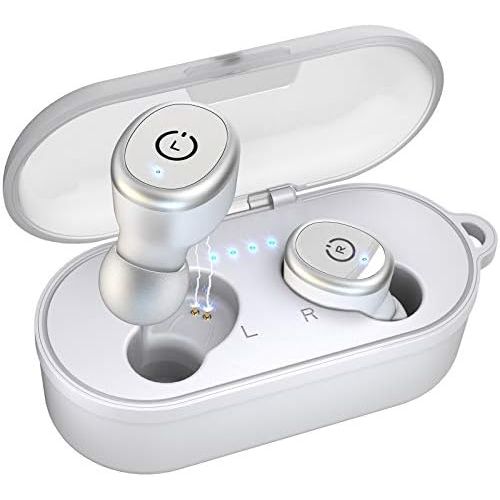  [아마존베스트]TOZO T10 Bluetooth 5.0 Wireless Earbuds with 【Wireless Charging Case】 IPX8 Waterproof TWS Stereo Headphones in-Ear Built-in Mic Headset Premium Sound with Deep Bass for Sport [Whit