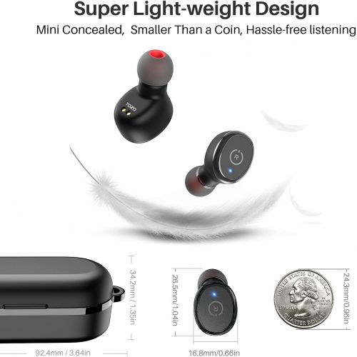  TOZO T10 Bluetooth 5.0 Wireless Earbuds with Wireless Charging Case IPX8 Waterproof Stereo Headphones in Ear Built in Mic Headset Premium Sound with Deep Bass for Sport Black