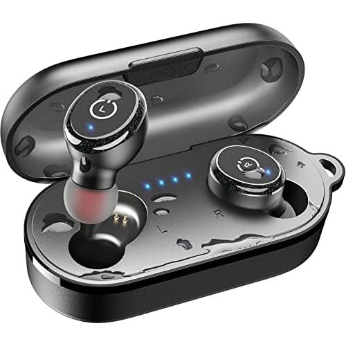  TOZO T10 Bluetooth 5.0 Wireless Earbuds with Wireless Charging Case IPX8 Waterproof Stereo Headphones in Ear Built in Mic Headset Premium Sound with Deep Bass for Sport Black