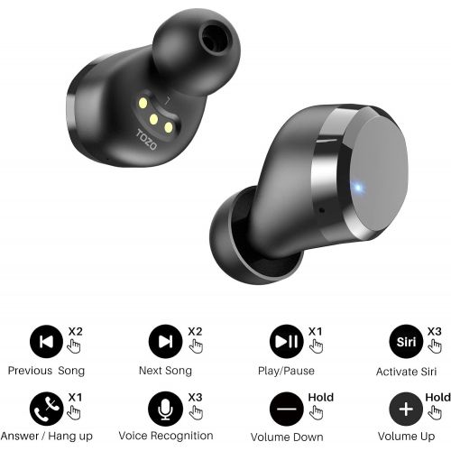  [아마존베스트]TOZO T12 Wireless Earbuds Bluetooth Headphones Premium Fidelity Sound Quality Wireless Charging Case Digital LED Intelligence Display IPX8 Waterproof Earphones Built-in Mic Headset