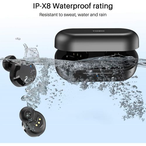  [아마존베스트]TOZO T12 Wireless Earbuds Bluetooth Headphones Premium Fidelity Sound Quality Wireless Charging Case Digital LED Intelligence Display IPX8 Waterproof Earphones Built-in Mic Headset