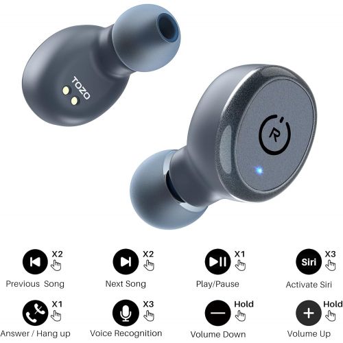  TOZO T10 Bluetooth 5.3 Wireless Earbuds with Wireless Charging Case IPX8 Waterproof Stereo Headphones in Ear Built in Mic Headset Premium Sound with Deep Bass for Sport Blue