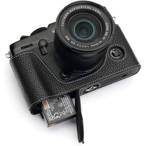  TP Original Handmade Genuine Real Leather Half Camera Case Bag Cover for FUJIFILM X-PRO3 Black Color
