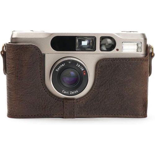  TP Original Handmade Genuine Real Leather Half Camera Case Bag Cover for Contax T2 Coffee Color