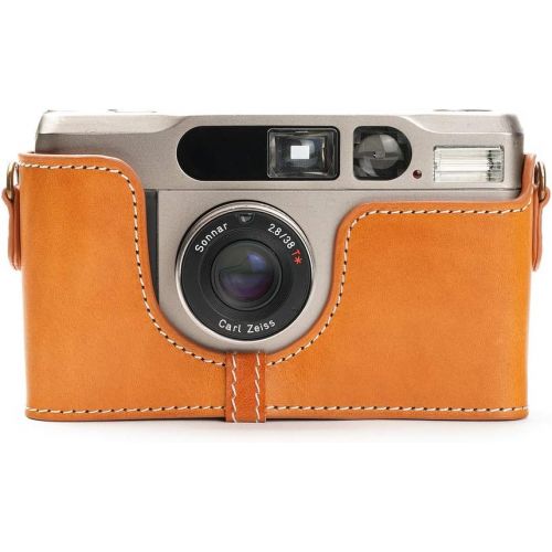  TP Original Handmade Genuine Real Leather Half Camera Case Bag Cover for Contax T2 Sandy Brown Color