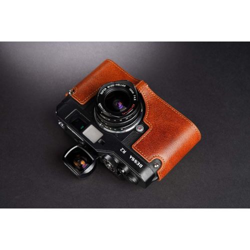  TP Original Handmade Genuine Real Leather Half Camera Case Bag Cover for Voigtlander Bessa R2 R2M R2A R4M R4A R3M R3A R2S R2C and Rollei 35RF Rufous Color