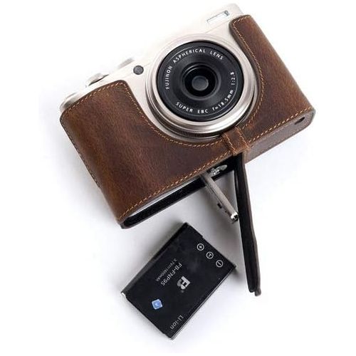  TP Original Handmade Genuine Real Leather Half Camera Case Bag Cover for FUJIFILM X-F10 XF10 Tan Color