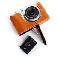 TP Original Handmade Genuine Real Leather Half Camera Case Bag Cover for FUJIFILM X-F10 XF10 Sandy Brown Color