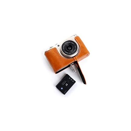  TP Original Handmade Genuine Real Leather Half Camera Case Bag Cover for FUJIFILM X-F10 XF10 Sandy Brown Color