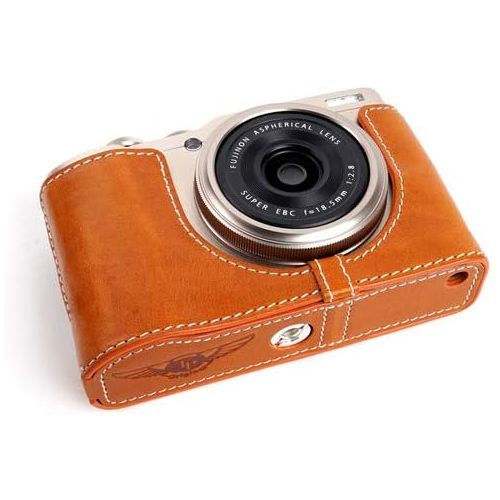 TP Original Handmade Genuine Real Leather Half Camera Case Bag Cover for FUJIFILM X-F10 XF10 Sandy Brown Color