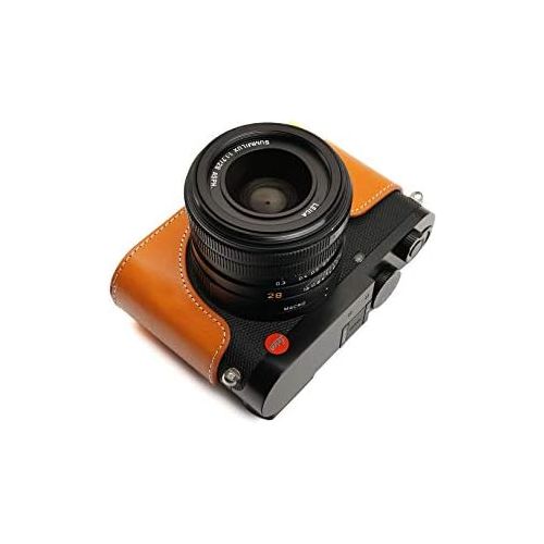  TP Original Handmade Genuine Real Leather Half Camera Case Bag Cover for Leica Q2 Sandy Brown Color