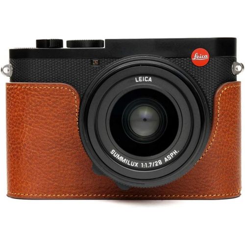  TP Original Handmade Genuine Real Leather Half Camera Case Bag Cover for Leica Q2 Rufous Color