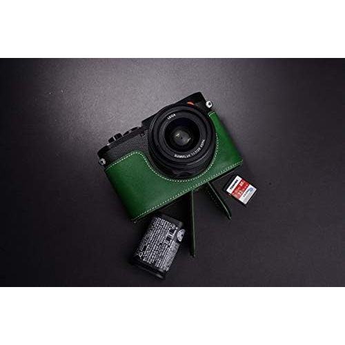  TP Original Handmade Genuine Real Leather Half Camera Case Bag Cover for Leica Q2 Green Color