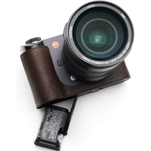  TP Original Handmade Genuine Real Leather Half Camera Case Bag Cover for Leica SL2 Coffee Color