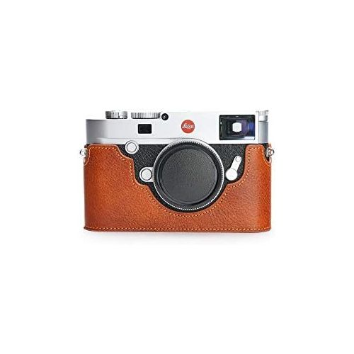  TP Original Handmade Genuine Real Leather Half Camera Case Bag Cover for Leica M10 Bottom Open Version Rufous Color