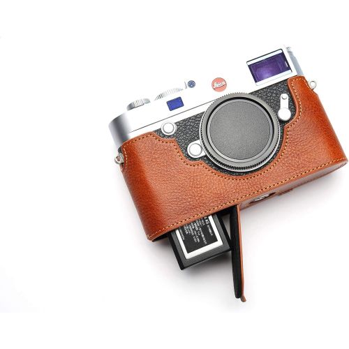  TP Original Handmade Genuine Real Leather Half Camera Case Bag Cover for Leica M10 Bottom Open Version Rufous Color