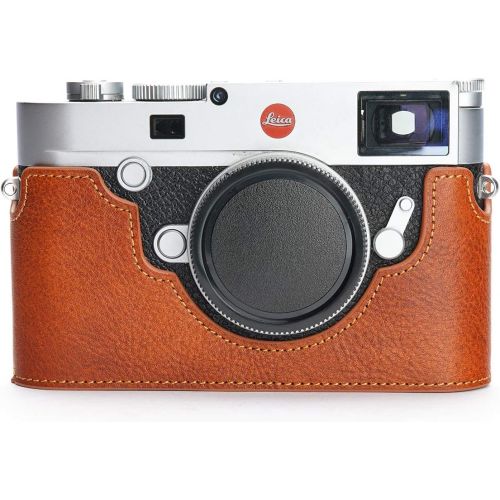  TP Original Handmade Genuine Real Leather Half Camera Case Bag Cover for Leica M10 Bottom Open Version Rufous Color
