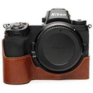TP Original Handmade Genuine Real Leather Half Camera Case Bag Cover for Nikon Z5 Rufous Color