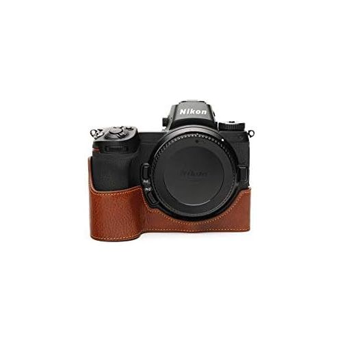  TP Original Handmade Genuine Real Leather Half Camera Case Bag Cover for Nikon Z5 Rufous Color