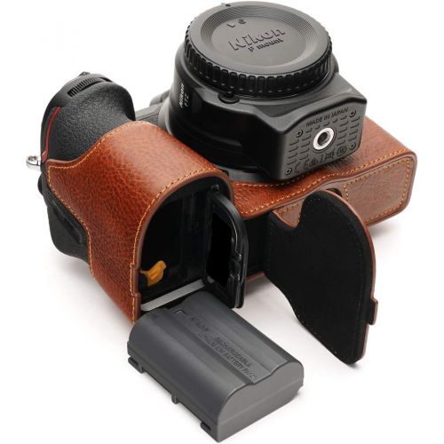  TP Original Handmade Genuine Real Leather Half Camera Case Bag Cover for Nikon Z5 Rufous Color