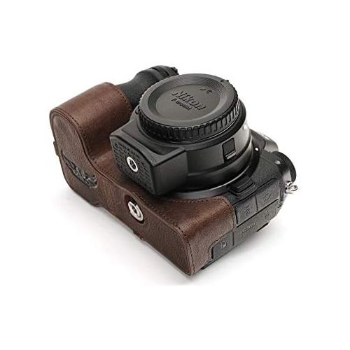  TP Original Handmade Genuine Real Leather Half Camera Case Bag Cover for Nikon Z5 Coffee Color