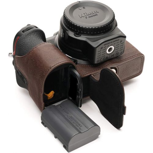  TP Original Handmade Genuine Real Leather Half Camera Case Bag Cover for Nikon Z5 Coffee Color