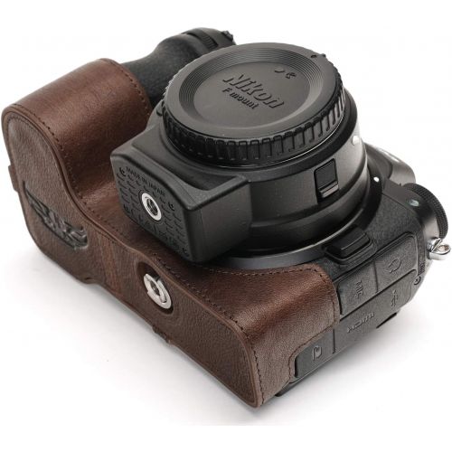 TP Original Handmade Genuine Real Leather Half Camera Case Bag Cover for Nikon Z5 Coffee Color
