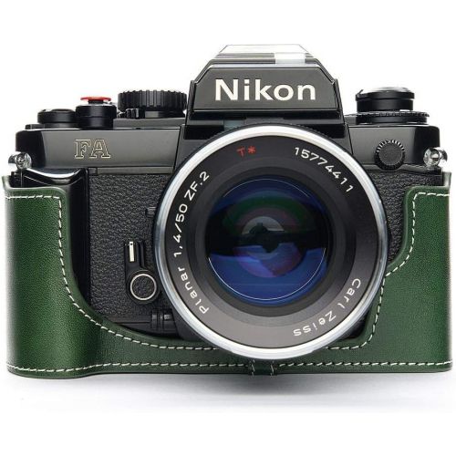  TP Original Handmade Genuine Real Leather Half Camera Case Bag Cover for Nikon FA Green Color