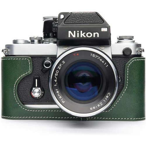  TP Original Handmade Genuine Real Leather Half Camera Case Bag Cover for Nikon F2 F2A F2AS Green Color