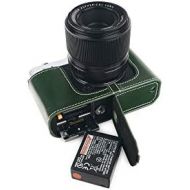 TP Original Handmade Genuine Real Leather Half Camera Case Bag Cover for FUJIFILM X-E4 XE4 Green Color