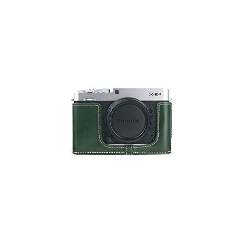  TP Original Handmade Genuine Real Leather Half Camera Case Bag Cover for FUJIFILM X-E4 XE4 Green Color