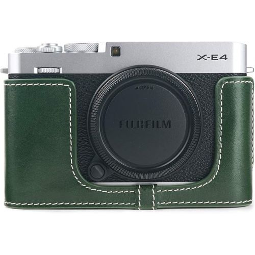  TP Original Handmade Genuine Real Leather Half Camera Case Bag Cover for FUJIFILM X-E4 XE4 Green Color