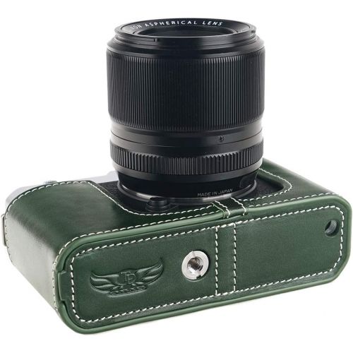  TP Original Handmade Genuine Real Leather Half Camera Case Bag Cover for FUJIFILM X-E4 XE4 Green Color