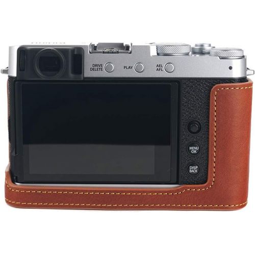  TP Original Handmade Genuine Real Leather Half Camera Case Bag Cover for FUJIFILM X-E4 XE4 Rufous Color