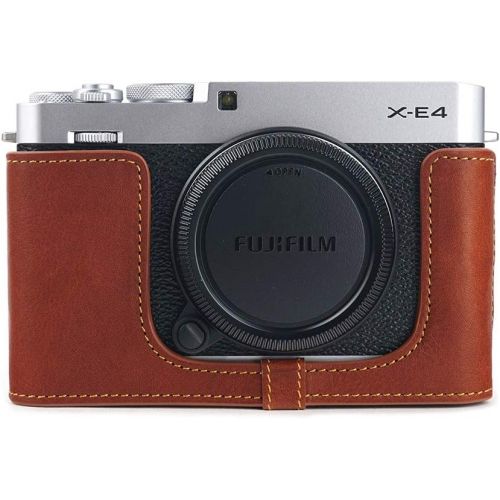  TP Original Handmade Genuine Real Leather Half Camera Case Bag Cover for FUJIFILM X-E4 XE4 Rufous Color