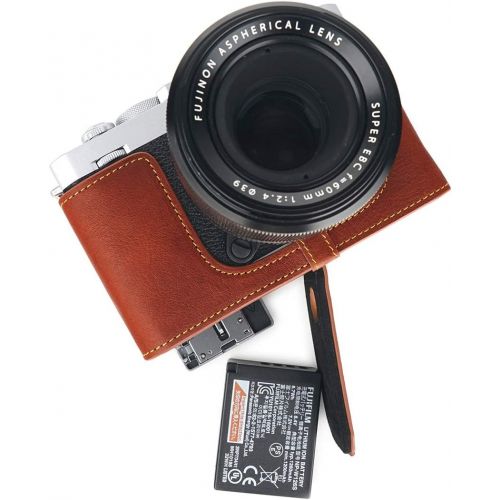  TP Original Handmade Genuine Real Leather Half Camera Case Bag Cover for FUJIFILM X-E4 XE4 Rufous Color