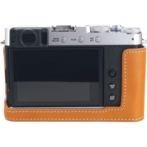  TP Original Handmade Genuine Real Leather Half Camera Case Bag Cover for FUJIFILM X-E4 XE4 Sandy Brown Color