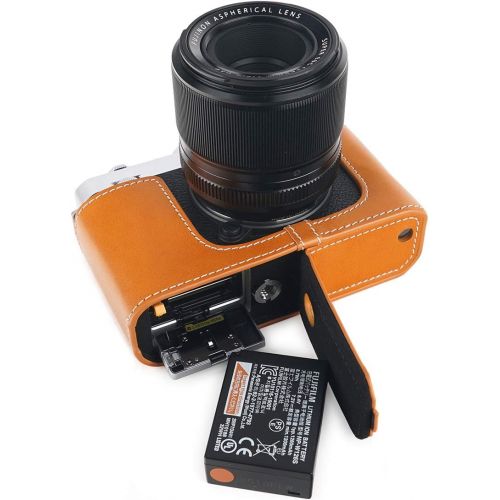  TP Original Handmade Genuine Real Leather Half Camera Case Bag Cover for FUJIFILM X-E4 XE4 Sandy Brown Color