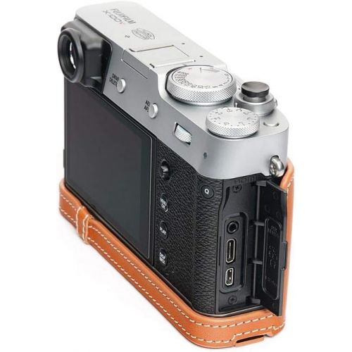 TP Original Handmade Genuine Real Leather Half Camera Case Bag Cover for FUJIFILM X100V Sandy Brown Color