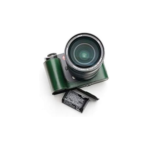  TP Original Handmade Genuine Real Leather Half Camera Case Bag Cover for Leica SL2 Green Color