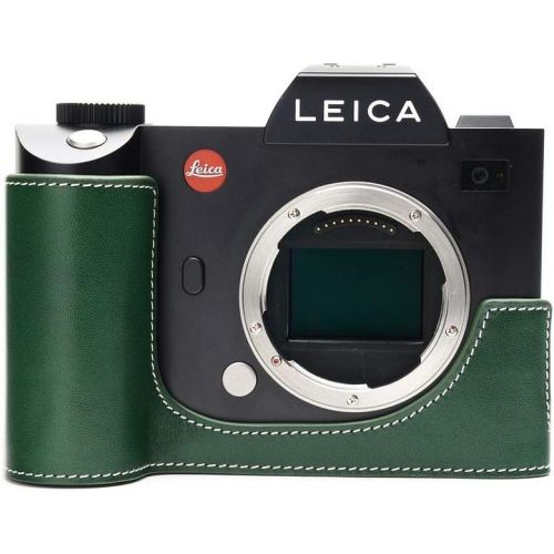  TP Original Handmade Genuine Real Leather Half Camera Case Bag Cover for Leica SL2 Green Color