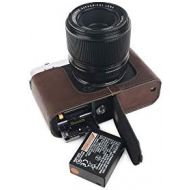 TP Original Handmade Genuine Real Leather Half Camera Case Bag Cover for FUJIFILM X-E4 XE4 Coffee Color