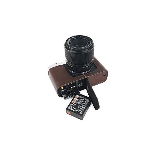  TP Original Handmade Genuine Real Leather Half Camera Case Bag Cover for FUJIFILM X-E4 XE4 Coffee Color