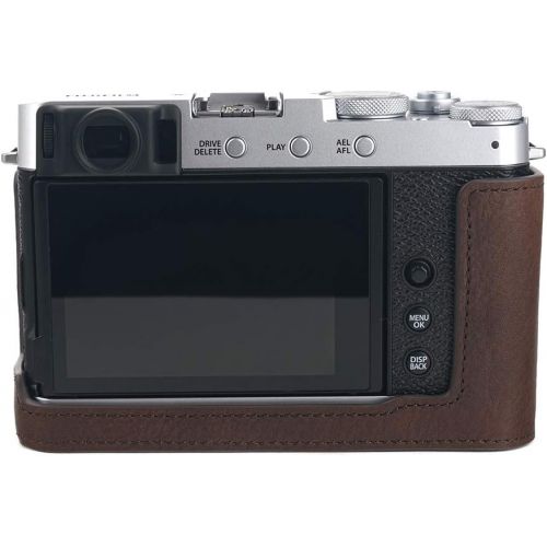  TP Original Handmade Genuine Real Leather Half Camera Case Bag Cover for FUJIFILM X-E4 XE4 Coffee Color