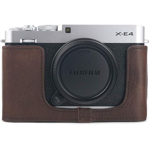  TP Original Handmade Genuine Real Leather Half Camera Case Bag Cover for FUJIFILM X-E4 XE4 Coffee Color