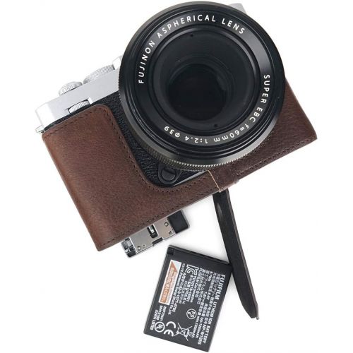  TP Original Handmade Genuine Real Leather Half Camera Case Bag Cover for FUJIFILM X-E4 XE4 Coffee Color