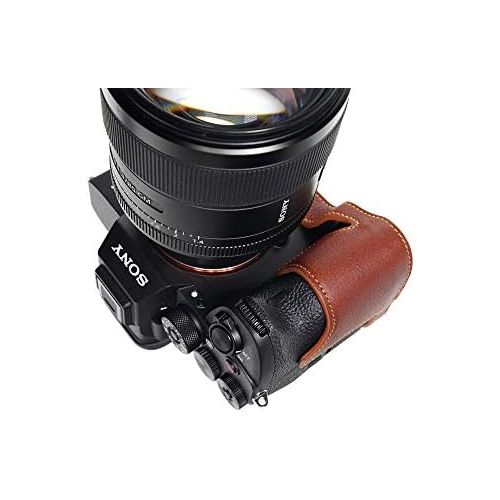  TP Original Handmade Genuine Real Leather Half Camera Case Bag Cover for Sony A1 A7S Mark iii A7S3 Rufous Color