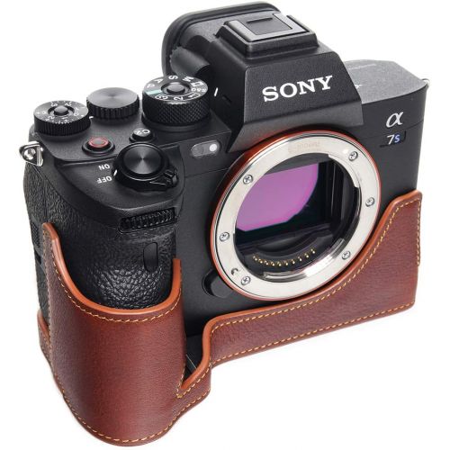  TP Original Handmade Genuine Real Leather Half Camera Case Bag Cover for Sony A1 A7S Mark iii A7S3 Rufous Color