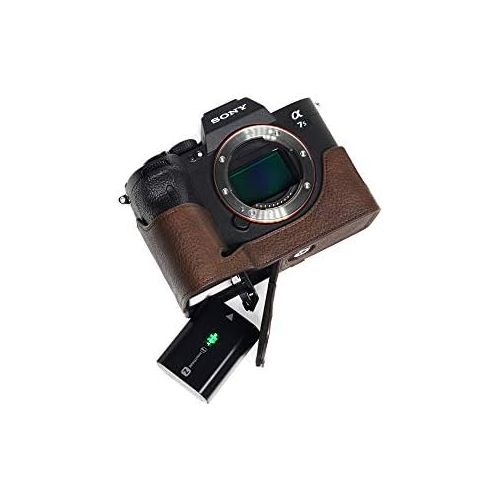  TP Original Handmade Genuine Real Leather Half Camera Case Bag Cover for Sony A1 A7S Mark iii A7S3 Coffee Color